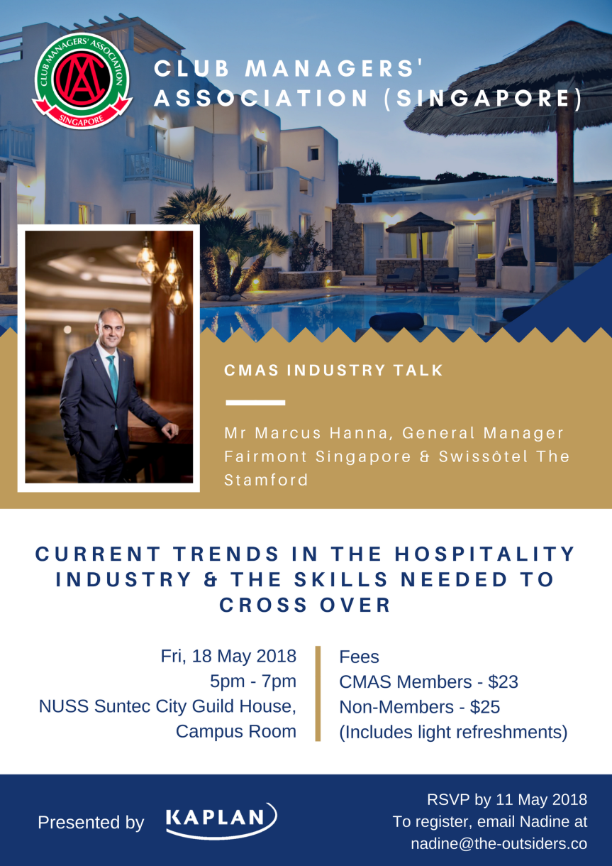 CMAS Industry Talk: Current Trends in the Hospitality Industry & The Skills Needed to Cross Over